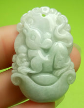 Load image into Gallery viewer, 10% OFF- Certified Natural Ice Jadeite Emerald A*Jade HandCarved Lucky Rat YuanBao Pendant A6797