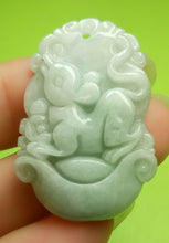 Load image into Gallery viewer, 10% OFF- Certified Natural Ice Jadeite Emerald A*Jade HandCarved Lucky Rat YuanBao Pendant A6797