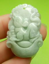 Load image into Gallery viewer, 10% OFF- Certified Natural Ice Jadeite Emerald A*Jade HandCarved Lucky Rat YuanBao Pendant A6797