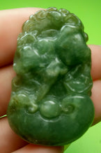 Load image into Gallery viewer, 10% OFF- Certified Natural Jadeite Emerald A*Jade HandCarved Lucky Ox Cow Ruyi Pendant A5247