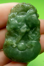 Load image into Gallery viewer, 10% OFF- Certified Natural Jadeite Emerald A*Jade HandCarved Lucky Ox Cow Ruyi Pendant A5247
