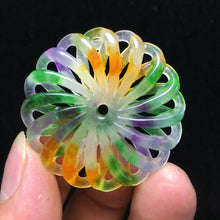 Load image into Gallery viewer, 10% OFF- Wonderful Unique Certified Natural 3 Color Jadeite Emerald A*Jade HandCarved Flower Pendant