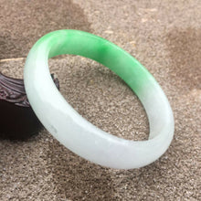 Load image into Gallery viewer, 55-57mm Certified Natural White Green Jadeite Emerald A Jade HandCarved Bracelet Bangle GX3230 with Gift Box
