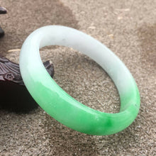 Load image into Gallery viewer, 55-57mm Certified Natural White Green Jadeite Emerald A Jade HandCarved Bracelet Bangle GX3230 with Gift Box