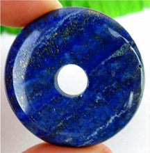 Load image into Gallery viewer, 10% OFF- Certified Natural Blue Lapis Lazuli Emerald A*Jade HandCarved Safety Donut Pendant