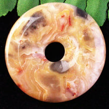 Load image into Gallery viewer, 10% OFF- Certified Natural Red Yellow Emerald A*Jade HandCarved Safety Donut Pendant