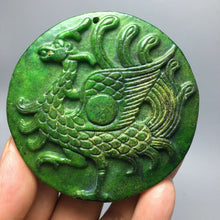 Load image into Gallery viewer, 10% OFF- Certified Natural Green Emerald A*Jade HandCarved Lucky Dragon Pendant
