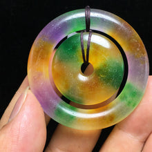 Load image into Gallery viewer, 10% OFF- Certified Natural Icy Multi-Color Emerald A*Jade HandCarved Lucky Safety Pendant