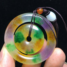 Load image into Gallery viewer, 10% OFF- Certified Natural Icy Multi-Color Emerald A*Jade HandCarved Lucky Safety Pendant