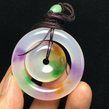 Load image into Gallery viewer, 10% OFF- Certified Natural Icy Multi-Color Emerald A*Jade HandCarved Lucky Safety Pendant