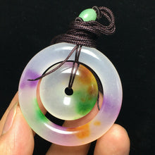 Load image into Gallery viewer, 10% OFF- Certified Natural Icy Multi-Color Emerald A*Jade HandCarved Lucky Safety Pendant