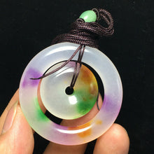 Load image into Gallery viewer, 10% OFF- Certified Natural Icy Multi-Color Emerald A*Jade HandCarved Lucky Safety Pendant