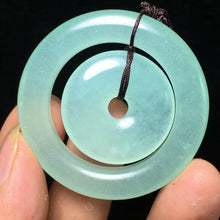 Load image into Gallery viewer, 10% OFF- Certified Natural Icy Light Green Emerald A*Jade HandCarved Lucky Safety Pendant