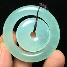 Load image into Gallery viewer, 10% OFF- Certified Natural Icy Light Green Emerald A*Jade HandCarved Lucky Safety Pendant