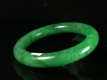 Load image into Gallery viewer, 10% OFF- 57/58/59mm Certified Natural Lavender Green Jadeite Emerald A*Jade HandCarved Lucky Jade Round Bangle A125
