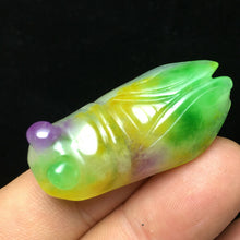 Load image into Gallery viewer, 10% OFF- Certified Natural Multi-Color Jadeite Emerald Jade Cicada 一鸣惊人 Pendant