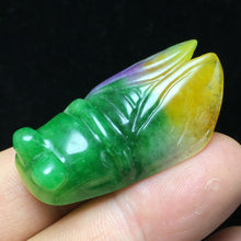 Load image into Gallery viewer, 10% OFF- Certified Natural Multi-Color Jadeite Emerald Jade Cicada 一鸣惊人 Pendant