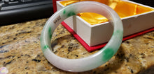 Load image into Gallery viewer, 53/54/55mm Certified Natural 3 Color Jadeite Emerald A*Jade Handcarved Bangle Z544