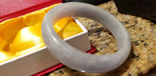 Load image into Gallery viewer, 57/58/59mm Certified Natural Lavender Jadeite Emerald A*Jade Handcarved Lucky Bangle A144