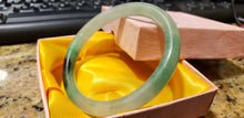 Load image into Gallery viewer, 58/59/60mm Certified Natural Jadeite Emerald A*Jade Handcarved Lucky Round Bangle A20185