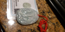 Load image into Gallery viewer, 10% OFF- Certified Natural Jadeite Emerald A*Jade HandCarved Lucky Gold Fish Pendant W0030