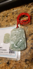 Load image into Gallery viewer, 10% OFF- Certified Natural Jadeite Emerald A*Jade HandCarved Lucky Dragon Pendant W0024