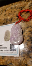 Load image into Gallery viewer, 10% OFF- Certified Natural Lavender Jadeite Emerald A*Jade HandCarved Lucky Dragon Pendant W0061