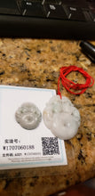 Load image into Gallery viewer, 10% OFF- Certified Natural Jadeite Emerald A*Jade HandCarved Lucky Two Pixiu-Dragon Pendant W0188