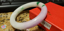 Load image into Gallery viewer, 10% OFF- 57/58/59mm Certified Natural Lavender Jadeite Emerald A*Jade HandCarved Lucky Round Bracelet Bangle GX261