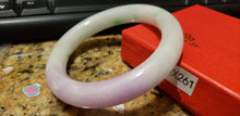 Load image into Gallery viewer, 10% OFF- 57/58/59mm Certified Natural Lavender Jadeite Emerald A*Jade HandCarved Lucky Round Bracelet Bangle GX261