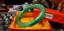 Load image into Gallery viewer, 10% OFF- 58/59/60mm Certified Natural Jadeite Emerald A*Jade HandCarved Lucky Round Bracelet Bangle GX661