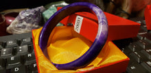 Load image into Gallery viewer, 10% OF- 66/67/68mm Certified Natural Lavender Purple Emerald Jade A HandCarved Lucky Bracelet Bangle Z0031