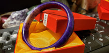Load image into Gallery viewer, 10% OF- 66/67/68mm Certified Natural Lavender Purple Emerald Jade A HandCarved Lucky Bracelet Bangle Z0031