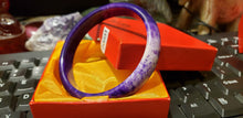 Load image into Gallery viewer, 10% OF- 66/67/68mm Certified Natural Lavender Purple Emerald Jade A HandCarved Lucky Bracelet Bangle Z0031