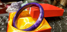Load image into Gallery viewer, 10% OF- 66/67/68mm Certified Natural Lavender Purple Emerald Jade A HandCarved Lucky Bracelet Bangle Z0032