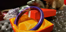 Load image into Gallery viewer, 10% OF- 66/67/68mm Certified Natural Lavender Purple Emerald Jade A HandCarved Lucky Bracelet Bangle Z0032