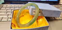 Load image into Gallery viewer, 10% OFF- 56/57/58mm Certified Natural Jadeite Emerald A*Jade Handcarved Lucky Round Bangle A20186