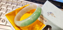 Load image into Gallery viewer, 10% OFF- 57/58/59mm Certified Natural Light Green Jadeite Emerald A*Jade Handcarved Lucky Bracelet Bangle GX3218