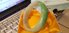 Load image into Gallery viewer, 10% OFF- 57/58/59mm Certified Natural Light Green Jadeite Emerald A*Jade Handcarved Lucky Bracelet Bangle GX3218