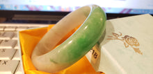 Load image into Gallery viewer, 10% OFF- 57/58/59mm Certified Natural Light Green Jadeite Emerald A*Jade Handcarved Lucky Bracelet Bangle GX3218