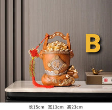 Load image into Gallery viewer, Chinese Feng Shui Lucky Wealth Gold Money Bag Ingot Statue Home/Office Decor Sculpture Craft Living Room TV Cabinet Fortune Ornament Housewarming Gift