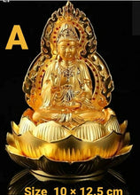 Load image into Gallery viewer, Chinese Feng Shui Lucky Wealth Gold Blessing Guanyin Buddha God Statue Home/Office Decor Sculpture Craft Living Room TV Cabinet Fortune Ornament Housewarming Gift