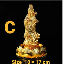 Load image into Gallery viewer, Chinese Feng Shui Lucky Wealth Gold Blessing Guanyin Buddha God Statue Home/Office Decor Sculpture Craft Living Room TV Cabinet Fortune Ornament Housewarming Gift
