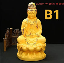 Load image into Gallery viewer, Chinese Feng Shui Lucky Wealth Gold Blessing Guanyin Statue Home/Office Decor Sculpture Craft Living Room TV Cabinet Fortune Ornament Housewarming Gift