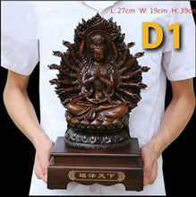 Load image into Gallery viewer, Chinese Feng Shui Lucky Wealth Gold Blessing Guanyin Statue Home/Office Decor Sculpture Craft Living Room TV Cabinet Fortune Ornament Housewarming Gift