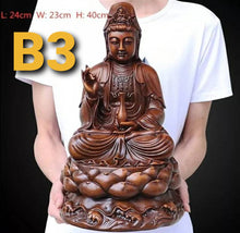 Load image into Gallery viewer, Chinese Feng Shui Lucky Wealth Gold Blessing Guanyin Statue Home/Office Decor Sculpture Craft Living Room TV Cabinet Fortune Ornament Housewarming Gift