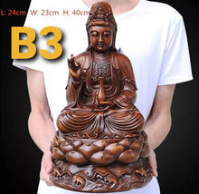 Load image into Gallery viewer, Chinese Feng Shui Lucky Wealth Gold Blessing Guanyin Statue Home/Office Decor Sculpture Craft Living Room TV Cabinet Fortune Ornament Housewarming Gift