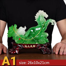 Load image into Gallery viewer, Chinese Feng Shui Lucky Wealth Cabbage Horse Statue Home/Office Decor Sculpture Craft Living Room TV Cabinet Fortune Ornament Housewarming Gift