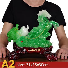 Load image into Gallery viewer, Chinese Feng Shui Lucky Wealth Cabbage Horse Statue Home/Office Decor Sculpture Craft Living Room TV Cabinet Fortune Ornament Housewarming Gift