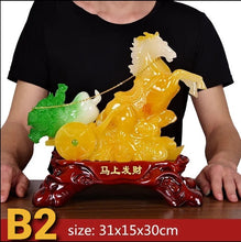 Load image into Gallery viewer, Chinese Feng Shui Lucky Wealth Cabbage Horse Statue Home/Office Decor Sculpture Craft Living Room TV Cabinet Fortune Ornament Housewarming Gift